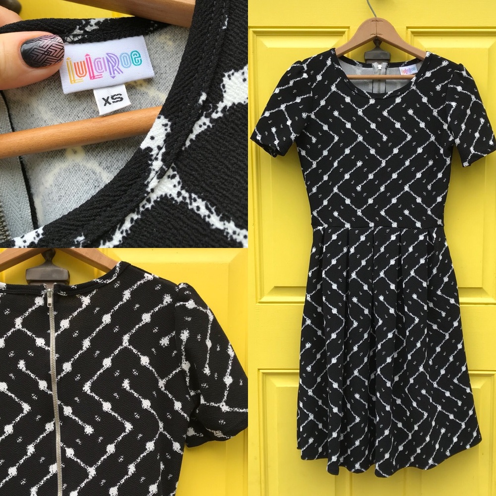 LuLaRoe XS Amelia Black & White a-line dress
